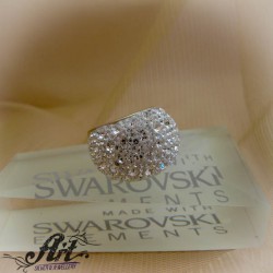 Сребърен дамски пръстен с камъни Swarovski R-259